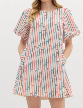Entro - Stripe Bow Swing Dress