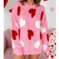 Aapparella - Oversized Heart Pearl Trim Sweater