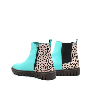 Soruka - Women's Ankle Leather Boot With Animal Print