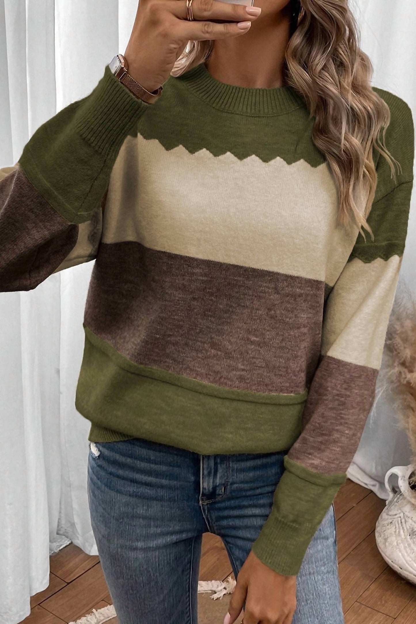 Dear Lover - Colorblock Crew Neck Sweater