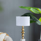 D15x29.5' Gold and White Table Lamp with Round Four Tiered Body