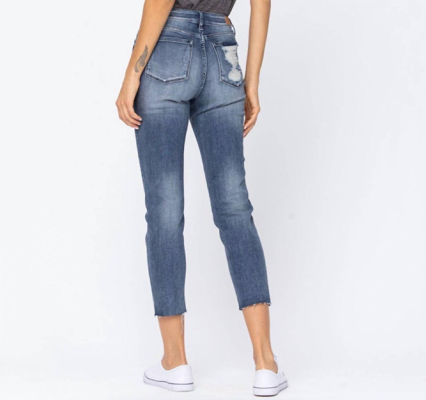 Judy Blue - High Waist Raw Hem Relaxed Fit Jeans