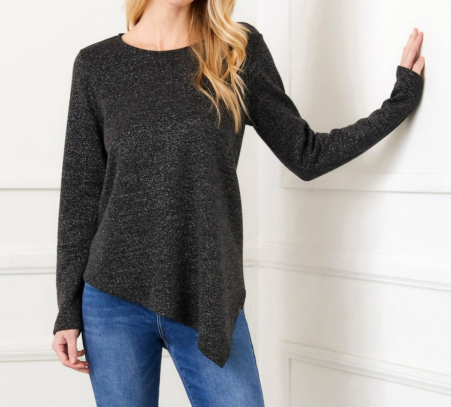 Karen Kane - Long Sleeve Metallic Asymmetric Top