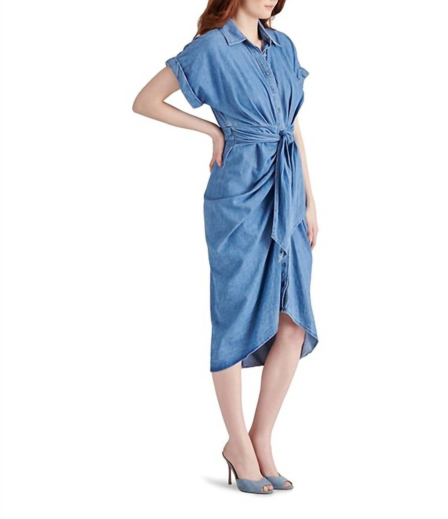 Steve Madden - Rouched Waist Tie Midi Dress
