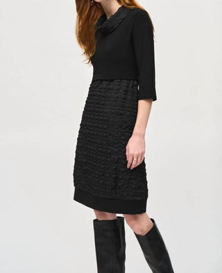 Joseph Ribkoff - Bubble Textured Cowl Neck Cocoon Dress