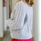 Aureum - Eyelet Trim Cable Knit Cardigan