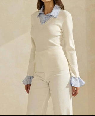 Able - Sweater Top With Contrast Neck & Cuffs