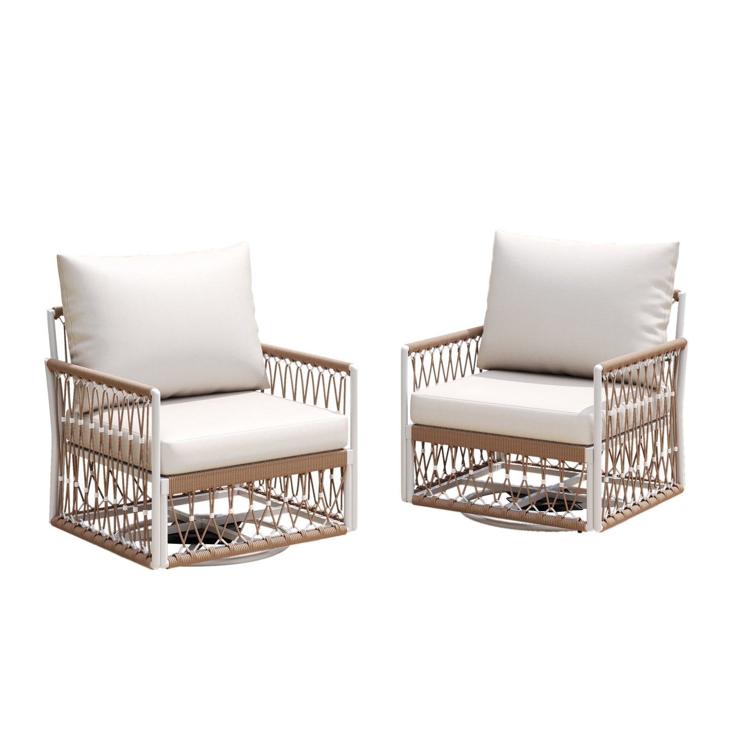 Set of 2 360° Swivel Bohemian Outdoor Lounge Chairs