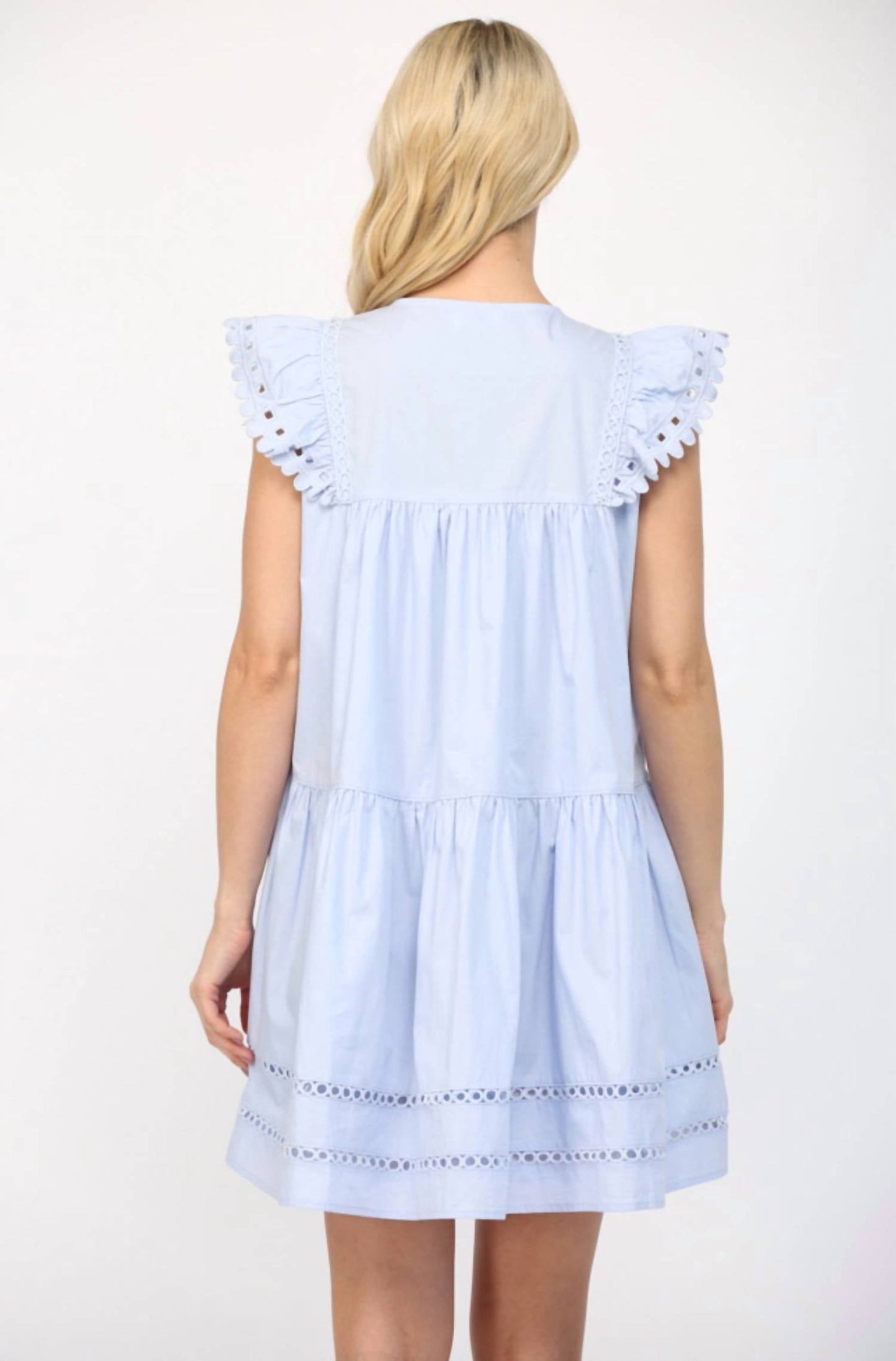Fate - Grace Eyelet Detail Tassel Mini Dress