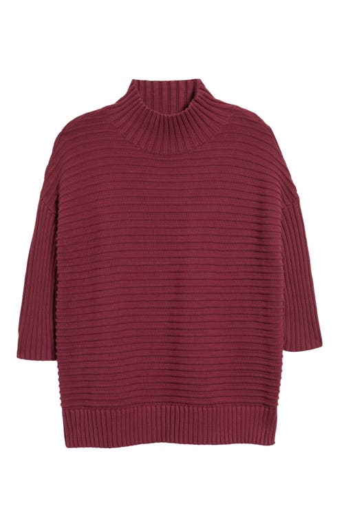 French Connection Lena Mozart Rib Cotton Mock Neck Tunic Sweater  Berry Blush