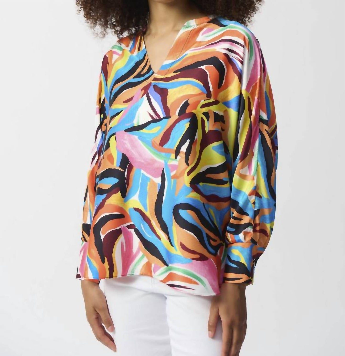 Joseph Ribkoff - Satin Abstract Print Boxy Top