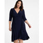 Kiyonna Women's Whimsy Wrap Dress Blue Size 1X