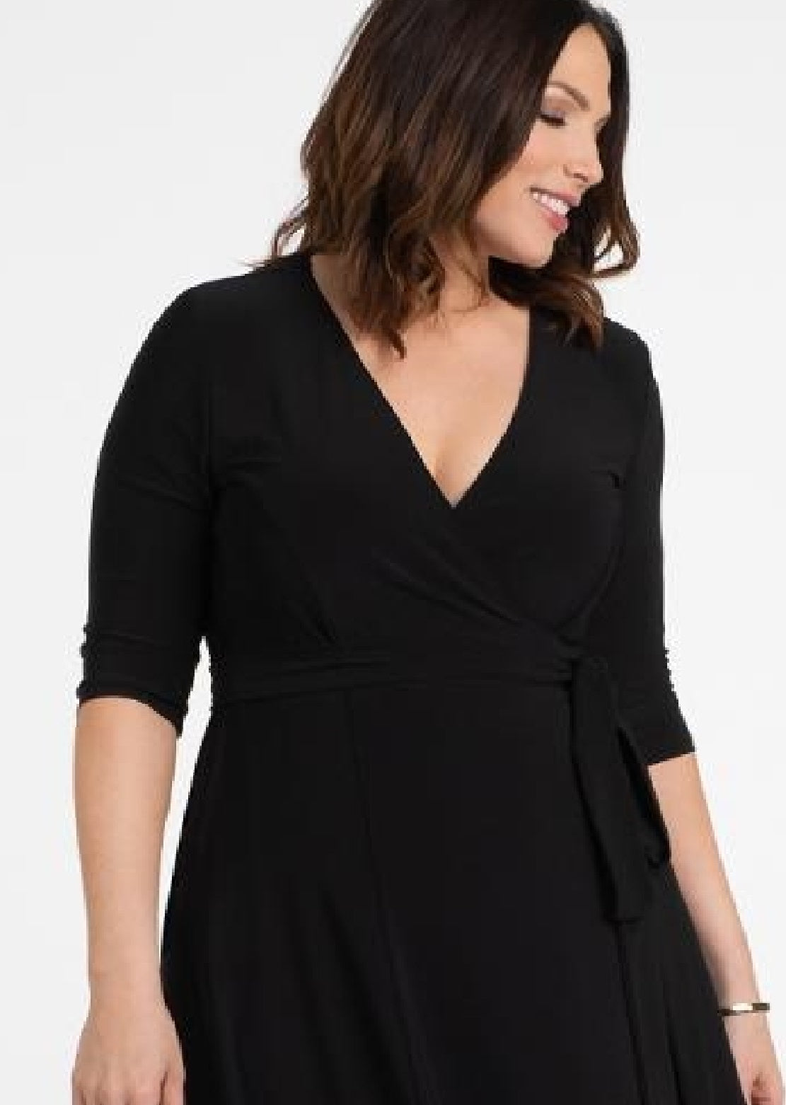 Kiyonna Women's Essential Wrap Dress Black Size 5X