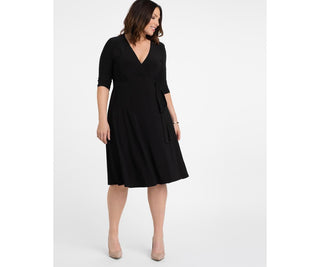 Kiyonna Women's Essential Wrap Dress Black Size 5X