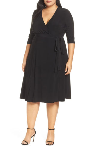 Kiyonna Women's Essential Wrap Dress Black Size 2X