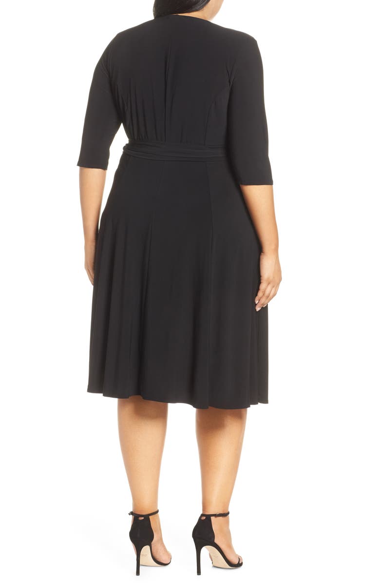Kiyonna Women's Essential Wrap Dress Black Size 2X