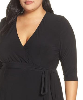 Kiyonna Women's Essential Wrap Dress Black Size 2X