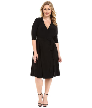 Kiyonna Women's Essential Wrap Dress Black Size 1X