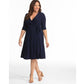 Kiyonna Women's 'Essential Wrap Dress Blue Size 3X