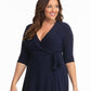 Kiyonna Women's 'Essential Wrap Dress Blue Size 3X