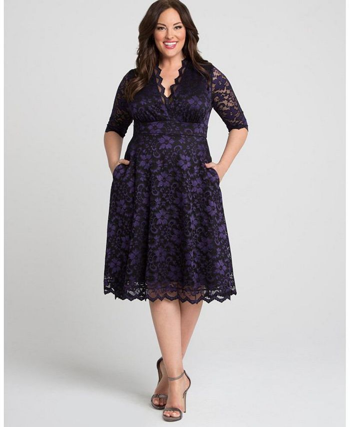 Kiyonna Women's Mon Cherie Lace Dress Purple Size 2X – Steals