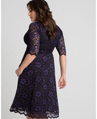 Kiyonna Women's Mon Cherie Lace Dress Purple Size 2X