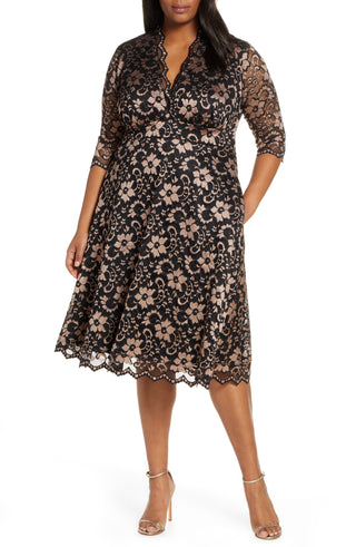 Kiyonna Women's Mon Cherie Lace Dress Black Size 2X
