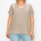 Coin Women's Gauze V Neck Rolled Sleeve Top Brown Size 3X