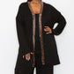 Coin Women's Sequin Contrast Cardigan Sweater Black Size 1X