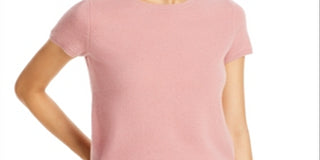 Women's Short Sleeve Cashmere Sweater Pink Size M