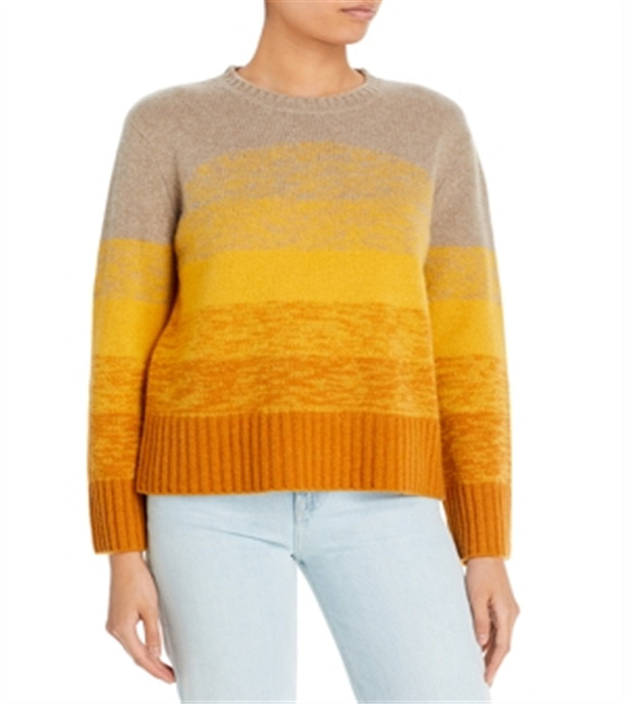 C By Bloomingdale's Cashmere Women's Ombre Color Block Cashmere Sweater Yellow Size M