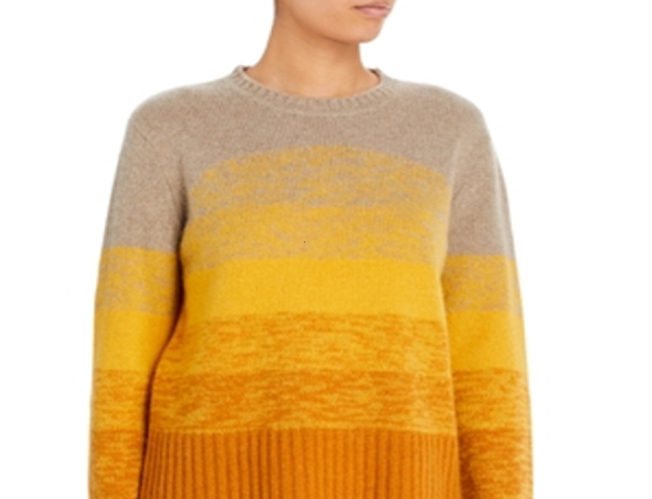 C By Bloomingdale's Cashmere Women's Ombre Color Block Cashmere Sweater Yellow Size M