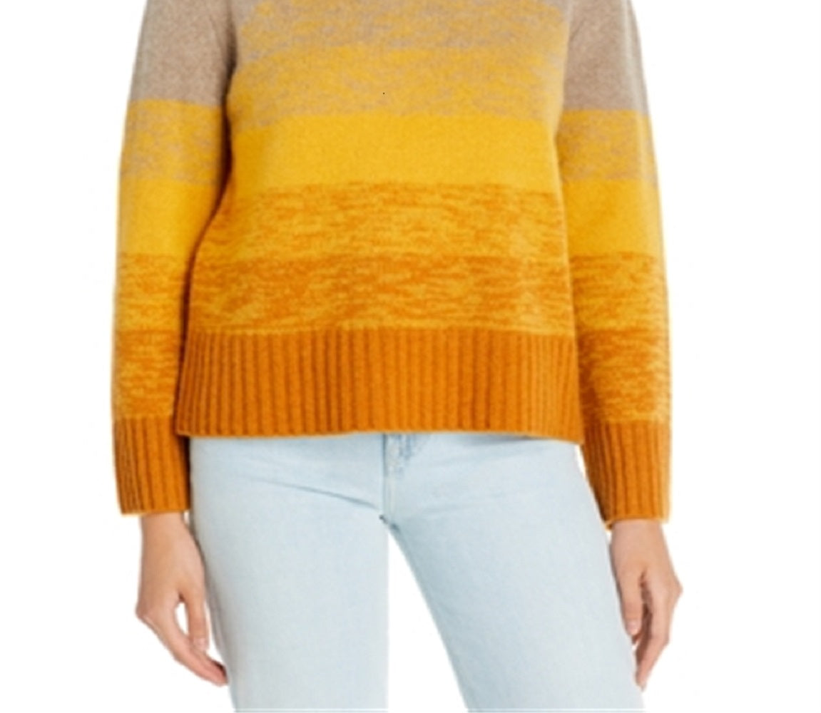 C By Bloomingdale's Cashmere Women's Ombre Color Block Cashmere Sweater Yellow Size M