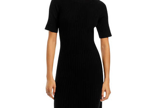 C by Bloomingdale's Cashmere Ribbed Midi Cashmere Dress Black