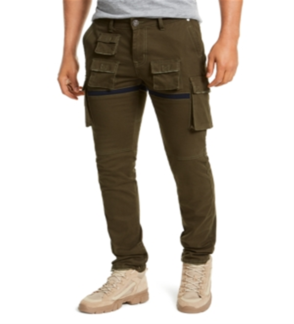 Reason Men's Cargo Expedition Sports Camo Slim Fit Pants Green Size X-Large