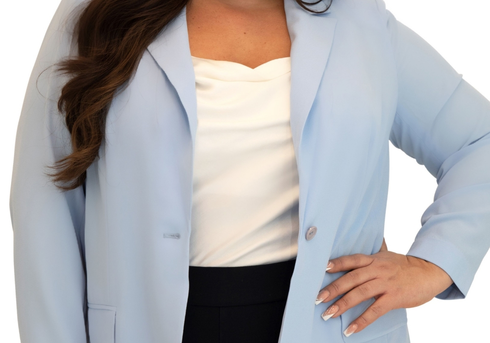 Marée Pour Toi Light Blue Core Blazer, Size 22W