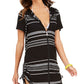 Dotti Women's Dahlia Striped Hoodie Cover Up Swimsuit Black