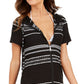 Dotti Women's Dahlia Striped Hoodie Cover Up Swimsuit Black