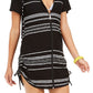 Dotti Women's Dahlia Striped Hoodie Cover Up Swimsuit Black