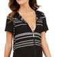 Dotti Women's Dahlia Striped Hoodie Cover Up Swimsuit Black