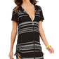 Dotti Women's Dahlia Striped Hoodie Cover Up Swimsuit Black
