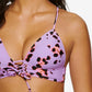 Hula Honey Women's Wisteria True Spots Lace-Up Midkini Push-Up Bikini Swim Top Purple Size Small