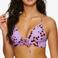 Hula Honey Women's Wisteria True Spots Lace-Up Midkini Push-Up Bikini Swim Top Purple Size Small