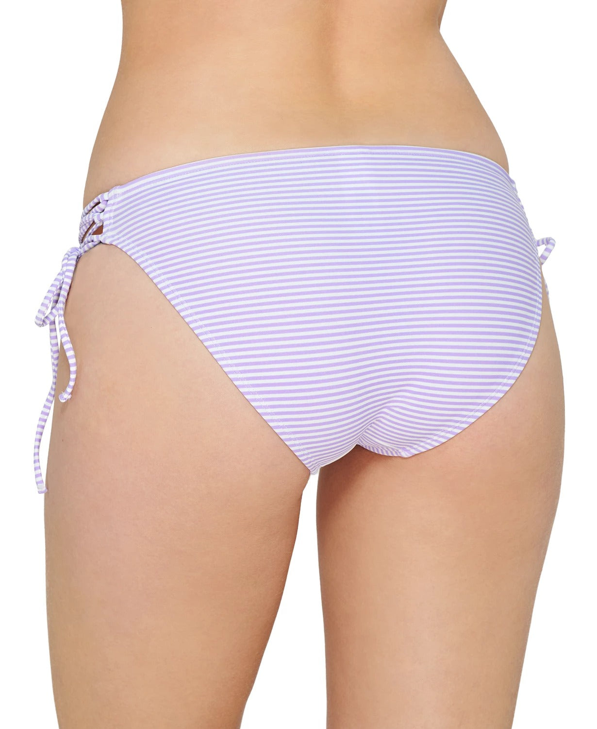 Hula Honey Women's Sailor Stripe Tie Hipster Bikini Bottoms Swimsuit Purple Size Small