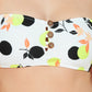 Hula Honey Women's Juniors' Citrus Geo-Printed Button Bandeau Bikini Top Swimsuit White Size Small
