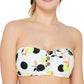 Hula Honey Women's Juniors' Citrus Geo-Printed Button Bandeau Bikini Top Swimsuit White Size Small