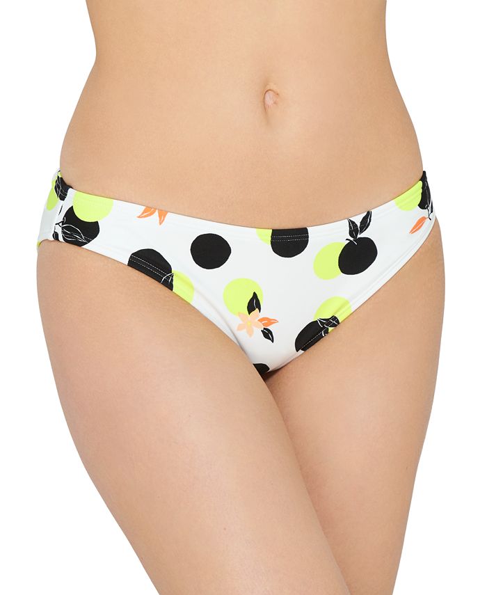 Hula Honey Junior's Citrus Geo Printed Hipster Bikini Bottoms Swimsuit White Size Medium