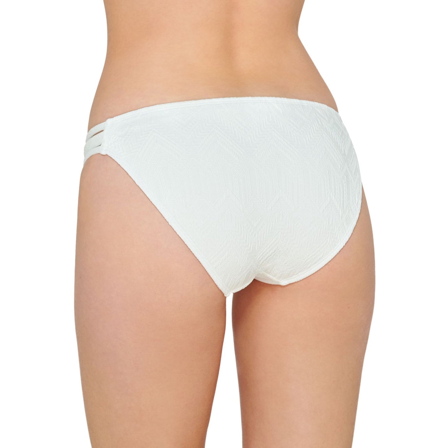 Hula Honey Junior's Textured Strappy Hipster Bikini Bottoms Swimsuit White Size Small
