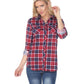 White Mark Women's Oakley Stretchy Plaid Top Blue Size Small