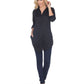 White Mark Women's Lakota Stretchy Button Down Tunic Black Size Medium